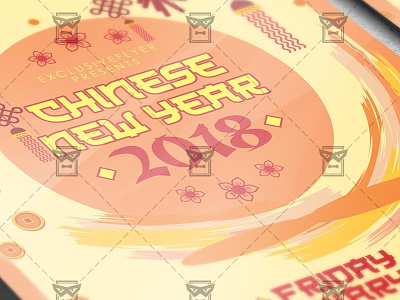 Chinese New Year Party - Seasonal A5 Flyer Template asia chinese chinese new year chinese nye dog year holiday party nye celebration winter