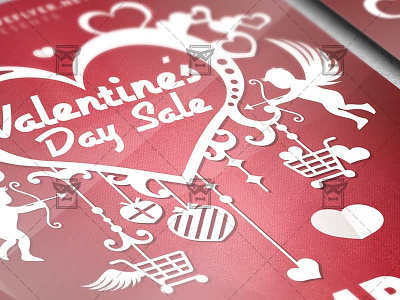 Valentine's Day Sale - Seasonal A5 Flyer Template heart love night love sale passion red hearts romantic saint valentines day valentine day sale valentine party valentines sale