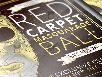 Masquerade Ball - Seasonal A5 Flyer Template bokhe carnaval mask carnival event carnival mask carnival night goldies mask venetian carnival. mardi gras