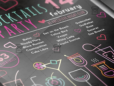 Valentines Cocktails Party - Seasonal A5 Flyer Template