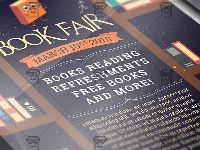 Book Fair - Community A5 Flyer Template back to school sale book fair book sale books fair mobile library