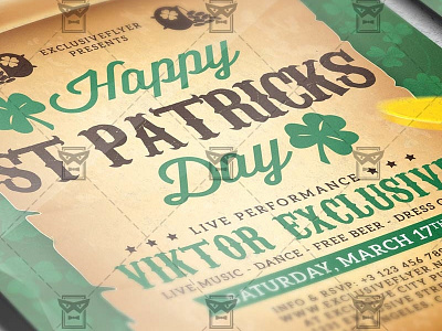 Patricks Day Celebration - Seasonal A5 Flyer Template clover green clover lucky irish patricks day pot of gold saint patrick day