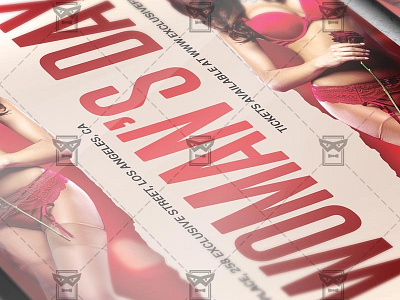 Woman's Day - Seasonal A5 Flyer Template 8th of march anniversary feminine international womans day ladies night pink party sexy ladie sexy pink womens day