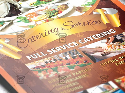 Catering Service - Food A5 Flyer Template banquet meals catering cooking food custom food decor rental event facilities event organization
