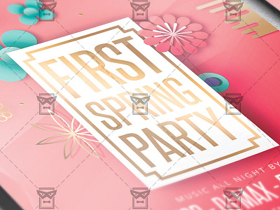 First Spring Party - Seasonal A5 Flyer Template first spring party flowers spring spring bash spring festival spring opening night