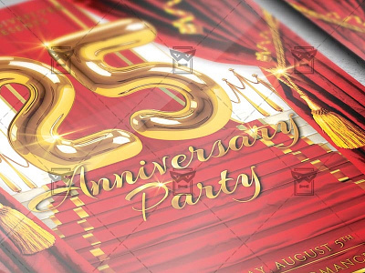 25 Anniversary Party - Club A5 Flyer Template anniversary flyer anniversary poster birthday bash birthday celebration birthday night birthday party happy birthday