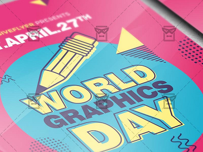 World Graphics Day - Community A5 Flyer Template animated design design drawing graphic designer graphics illustration motion design psd design vector design world graphics day