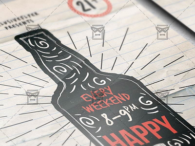 Happy Hour Flyer - Food A5 Template