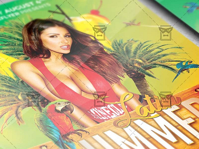 Latin Summer Flyer - Seasonal A5 Template beach night beach party carribian party latin night latin party latin summer summer nights summer party