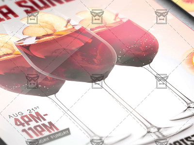 Sangria Sundays Flyer - Club A5 Template cocktails party drink night sangria flyer sangria poster sangria psd template sangria sundays