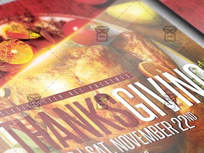 Thanksgiving Dinner Flyer - Autumn A5 Template