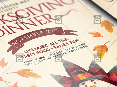 Thanksgiving Family Dinner Flyer - Autumn A5 Template autumn flyer fall fest fall party harvest harvest november thanksgiving dinner flyer thanksgiving flyer design thanksgiving poster thanksgiving turkey