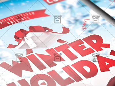 Winter Holiday Flyer - Seasonal A5 Template deers santa snow flakes winter bash flyer winter holiday flyer winter party winter wonderland