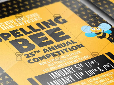 Spelling Bee Competition - School A5 Flyer Template read a thon school contest spell a thon spelling bee spelling competition spelling contest