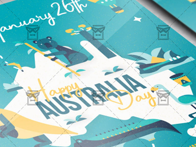 Happy Australia Day Flyer - Seasonal A5 Template australia day flyer australia day flyer design australia day poster australia festival australia flyer independence day of australia kangaroo