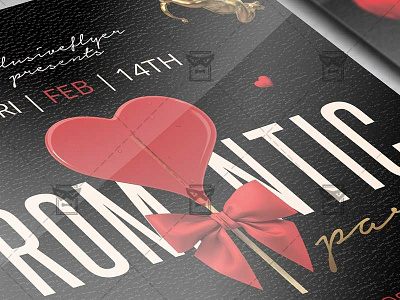 Romantic Party Flyer - Valentines A5 Template cupid love love night flyer love party flyer red hearts saint valentine day flyer valentines flyer design valentines poster valentines poster psd
