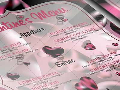 Valentines Menu - Valentines A5 Flyer Template