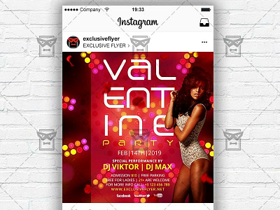 Valentine Party - Instagram Flyer Template flyer design psd instagram flyer design love bash flyer valentine day flyer psd valentine flyer design valentine insta flyer