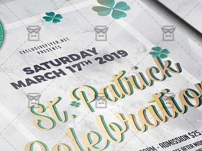 Saint Patrick Celebration Flyer - Seasonal A5 Template clover green beer green party flyer lucky charm flyer patricks day poster saint patrick day flyer shamrock
