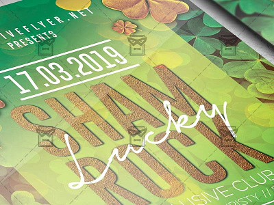 Lucky Shamrock Night Flyer - Seasonal A5 Template clover green beer green party flyer lucky charm flyer patricks day poster saint patrick day flyer shamrock