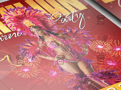 Brazilian Carnival Party Flyer - Seasonal A5 Template brazilian carnival flyer brazilian festival brazilian flyer psd brazilian party flyer carnival event carnival flyer carnival poster psd mardi gras carnival