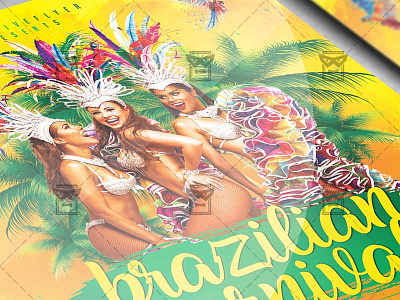 Brazilian Carnival Event Flyer - Seasonal A5 Template brazilian carnival flyer brazilian festival brazilian flyer psd brazilian party flyer carnival event carnival flyer carnival poster psd mardi gras carnival