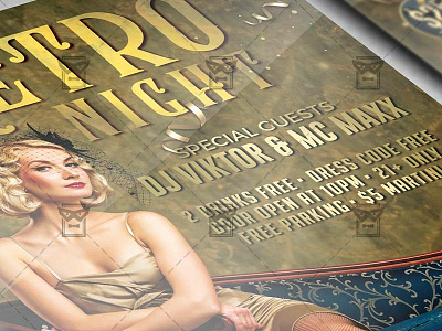 Retro Night Party Flyer - Club A5 Template