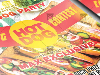 Hot Dog Eating Contest - Food A5 Template fast food flyer hot dog eating competition hot dog eating contest flyer hot dog flyer hot dog psd psd flyer design psd template street food flyer