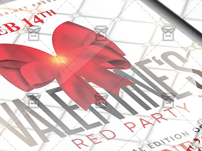 Valentine Red Party Flyer - Winter PSD Template