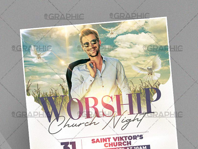 Worship Church Night Flyer Template