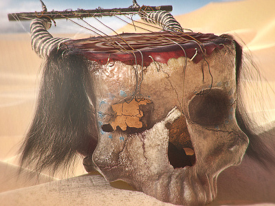 Melody from the afterlife (Skull lyre) 3d desert morocco music skull