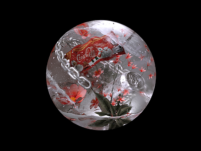 Ice ball 3d ball cinema4d eco ecology flowers ice illustration metal octane trash