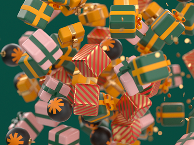 Merry Christmas gifts 3d cinema4d gifts octane