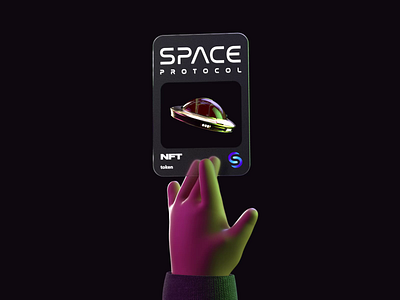 NFT card Space Protocol animation 3d animation card cinema4d defi hand nft octane ufo