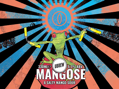 Mangose - a mango gose beer art beer branding bitmap illustration