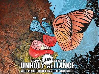 Unholy Alliance Peanut Butter Stout beer art beer branding illustration