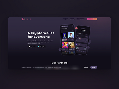 Zelus Wallet's landing page