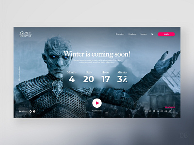 Ui challenge - 08 (coming soon page) challange cold coming soon coming soon page design flat game of thrones minimal series sketch trailer ui ui challange ui coming soon ui concept ux ux design ux ui winter