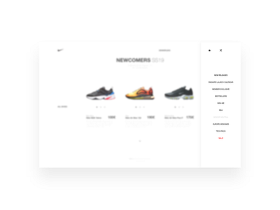 Nike site menu bar