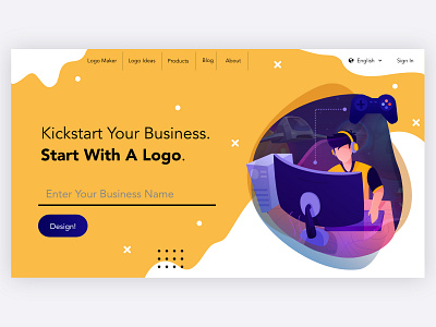 Gamers Landing Page design icon illustrator typography ui ux vector web