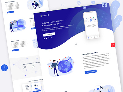 GeoVPN LP design icon illustrator typography ui ux vector web