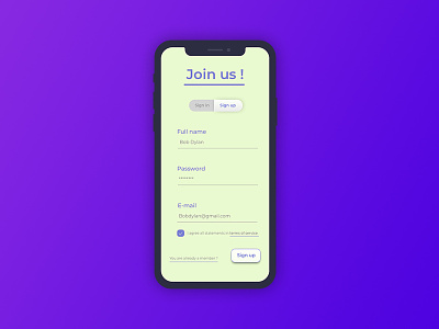 Sign up page mobile dailyui day1
