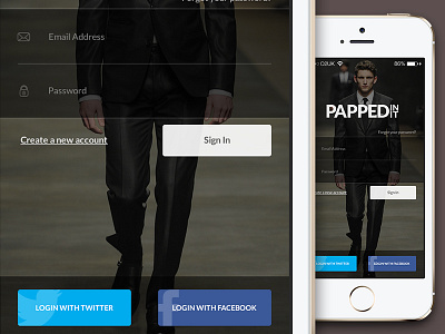 Papped In It - iOS7 Login Page app clothes fashion ios ios7 login signup store