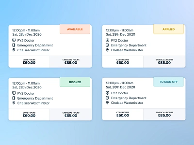 Mini Shift Card app card clean design iphone medical pastel product design shift status ui ux