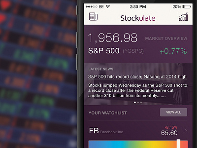 Stockulate - S&P Stock Tracker app application data graphs home ios ios7 stocks