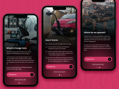 Onboarding Walkthrough android app charge clean design electric car ev icon ios iphone mobile app onboarding pink step ui walkthrough