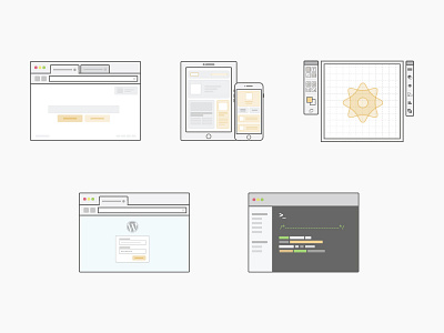 Icons for my portfolio redesign - coming soon app branding coding icon illustrator line icon portfolio ui wordpress