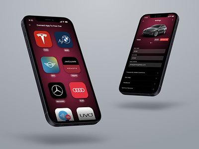 Connect Car + Settings android app application blur car charging clean design electric ev gradient ios iphone mobile ui ux