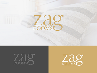 Zag Rooms black booking brand branding font gold hotel identity logo type typography white