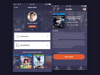 Game Rental Application app application dark ui games ios ios9 iphone ps4 rental ui xbox